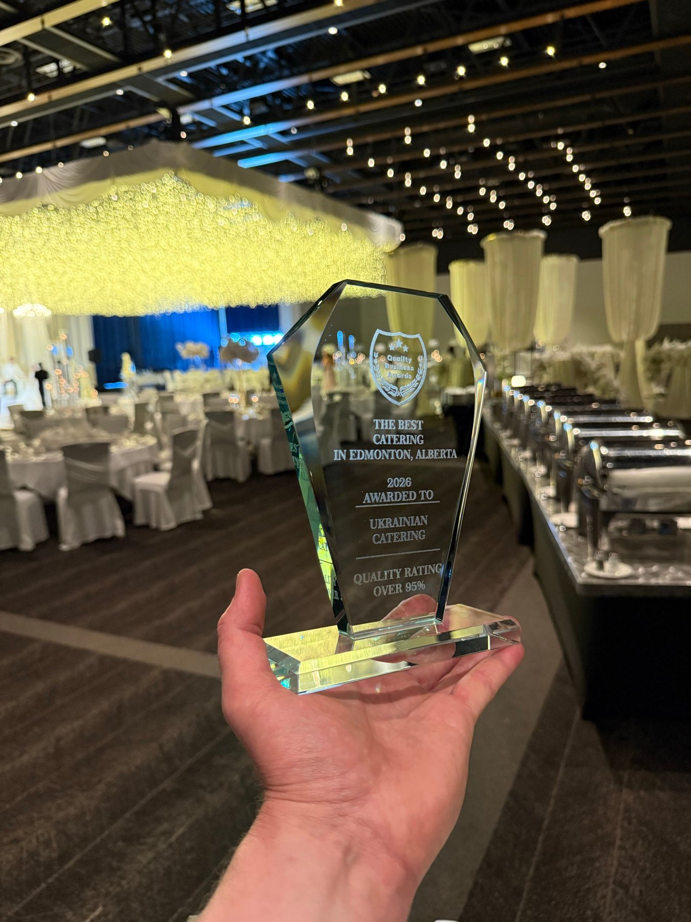 Ukrainian Catering's 2026 Quality Business Award at an event