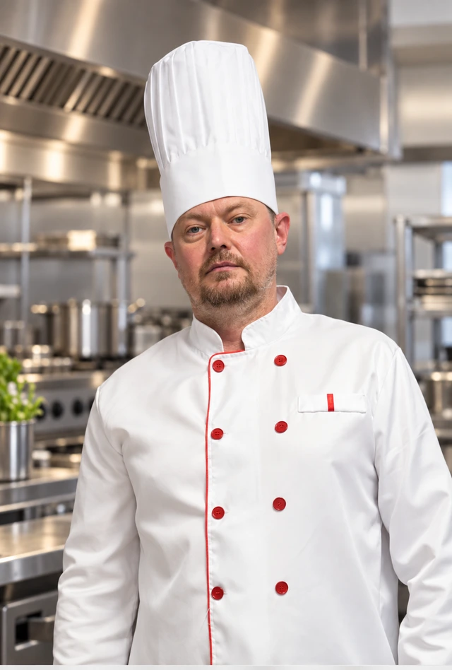 Andrii Iurkovskyi in his chef’s uniform