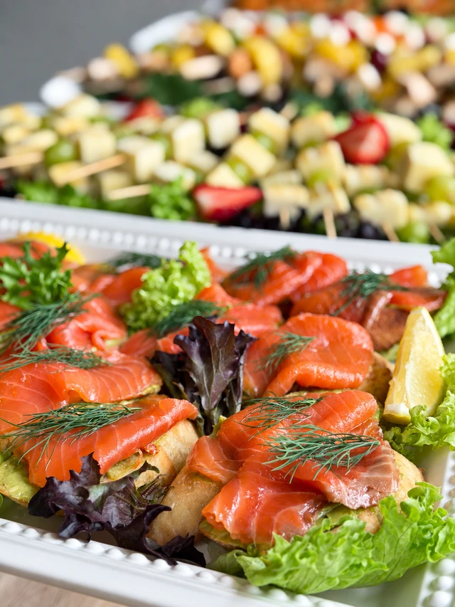 Salmon appetizers on bread