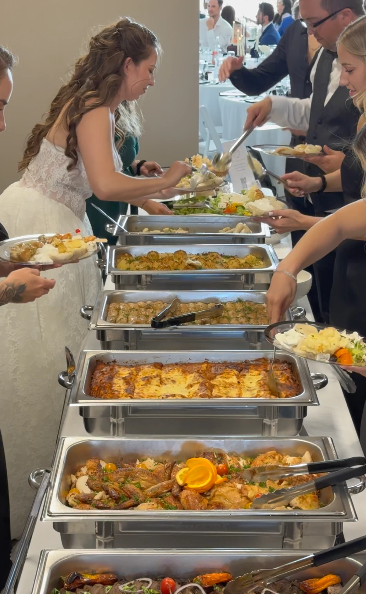 Wedding buffet service in action at Tin Roof Event Centre in Lacombe, Alberta