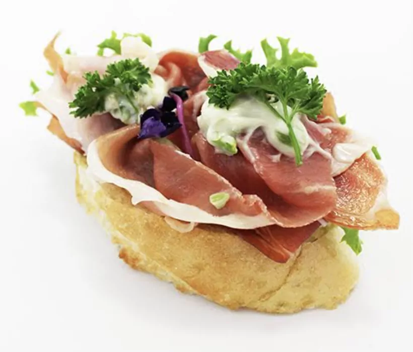 Canapes With Serrano Ham.