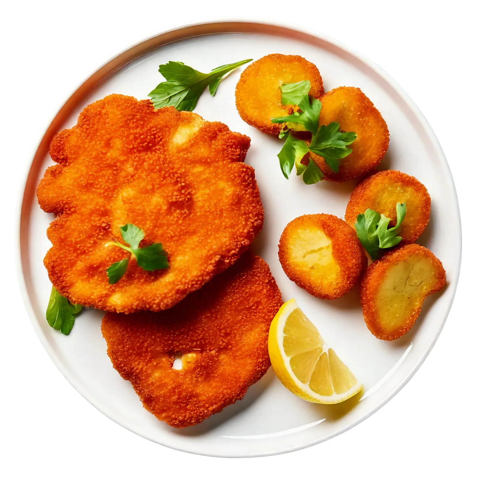 A Dish With Mini Schnitzel.