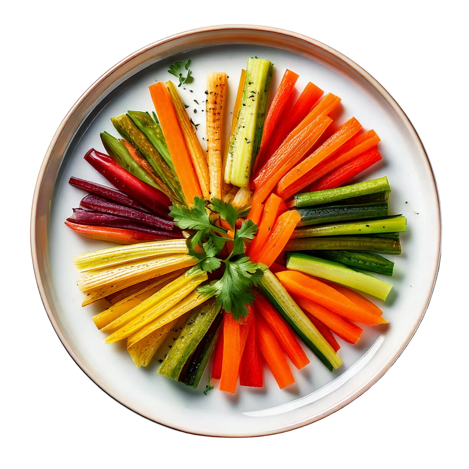 A Plate Of Vegetable Sticks.