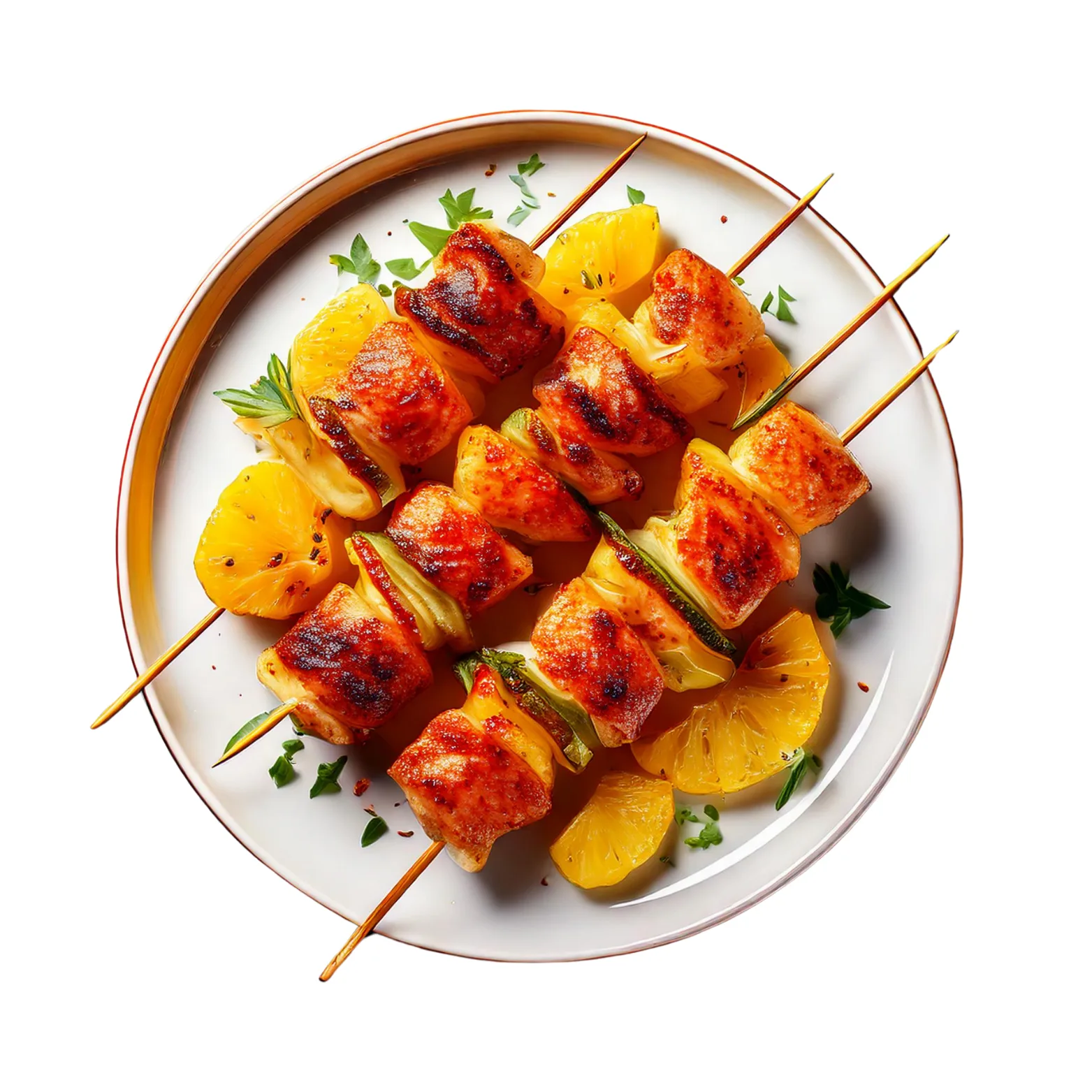 Skewers Of Chicken And Pineapple.
