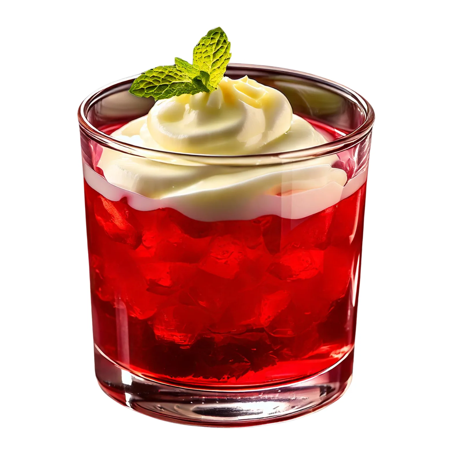 Red Jelly With Vanilla Cream.