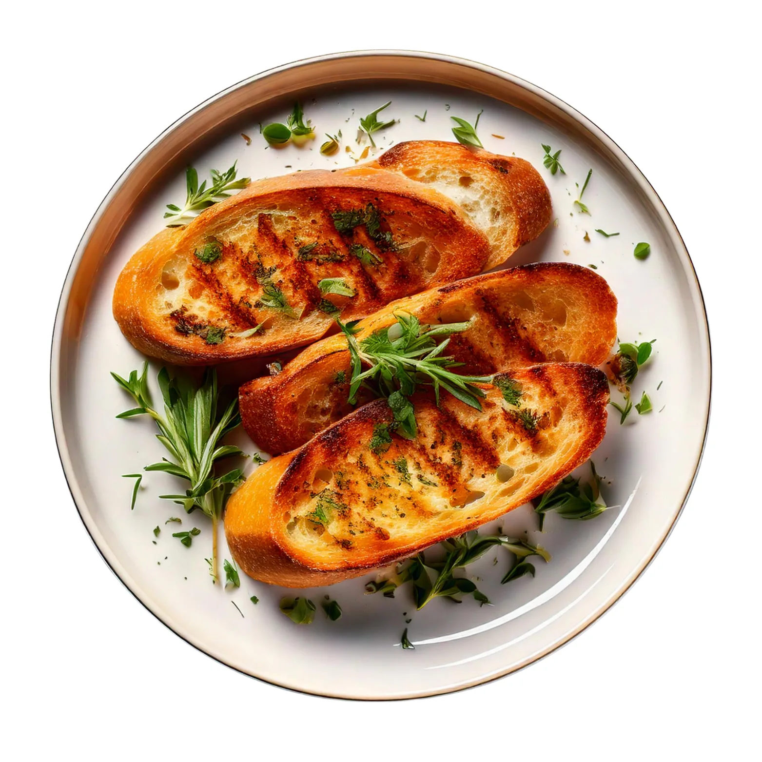 Grilled Baguette With Herbs.