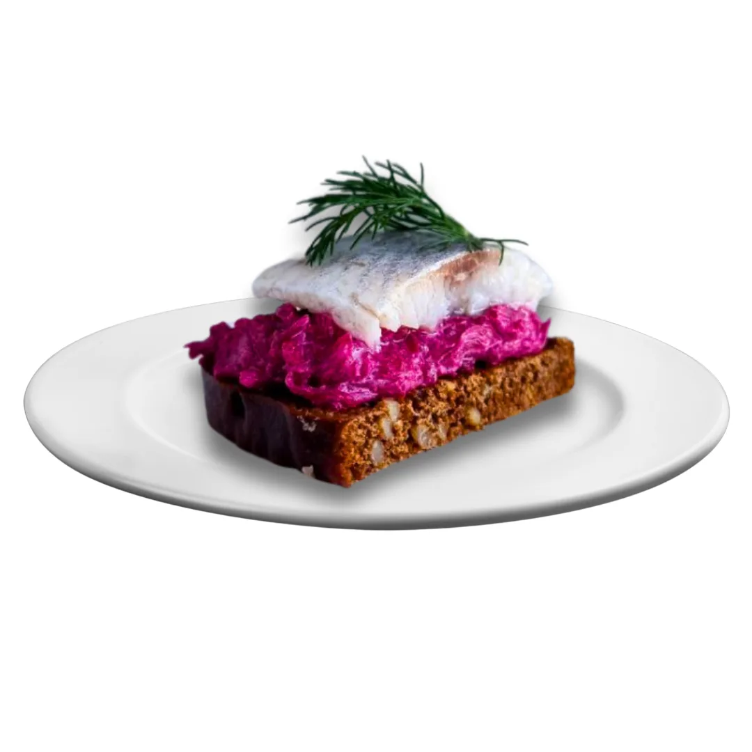 Appetizer with herring.
