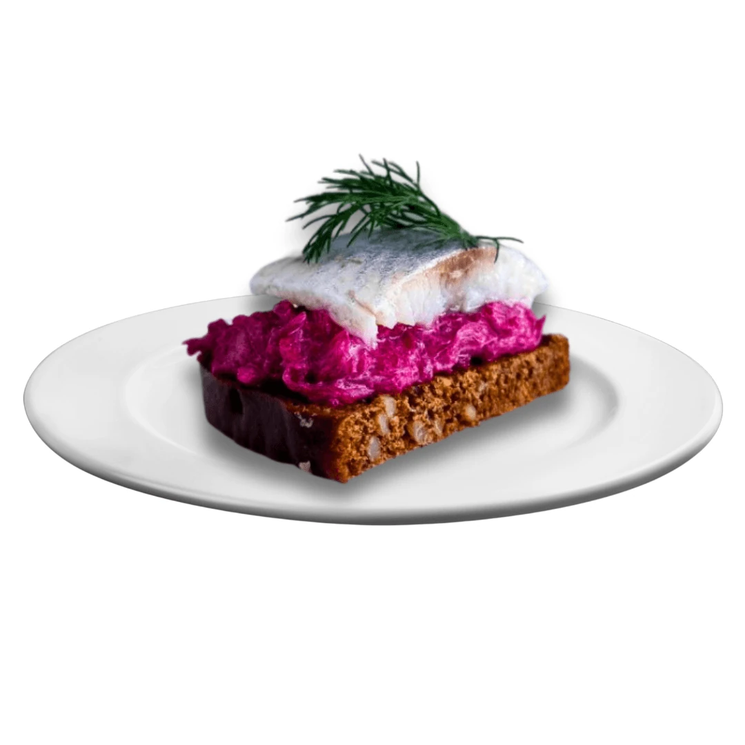 Herring and Beet Crostini